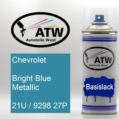 Chevrolet, Bright Blue Metallic, 21U / 9298 27P: 400ml Sprühdose, von ATW Autoteile West.